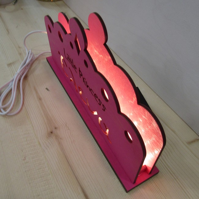 Ξύλινο Φωτιστικό led Κορώνα Little princess με όνομα 