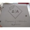 Βιβλίο ευχών γάμου ασημί καθρέπτης με ρόμβο στα αρχικά 
