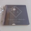 Βιβλίο ευχών γάμου ασημί καθρέπτης με ρόμβο στα αρχικά 