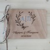 Ξύλινο βιβλίο ευχών γάμου στεφάνι ελιάς