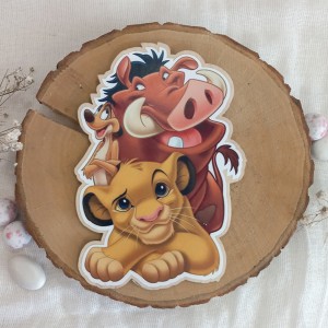 Ξύλινο προσκλητήριο βάπτισης 2 όψεων με θέμα Simba lion king
