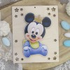 Ξύλινο 3D προσκλητήριο βάπτισης καδράκι 2 όψεων με θέμα "΄Μίκυ" 