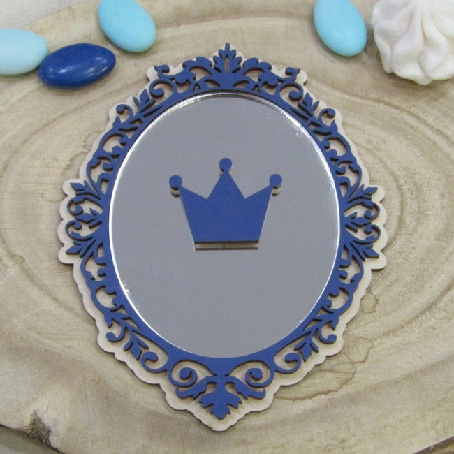 Ξύλινο τρισδιάστατο προσκλητήριο βάπτισης "Καθρέπτης" 2 όψεων με αληθινό καθρέπτης στην μια όψη