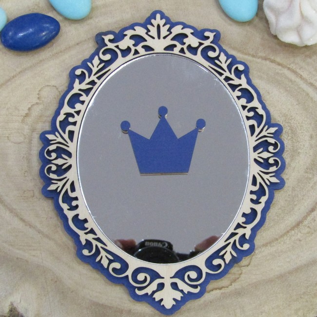 Ξύλινο τρισδιάστατο προσκλητήριο βάπτισης "Καθρέπτης" 2 όψεων με αληθινό καθρέπτης στην μια όψη