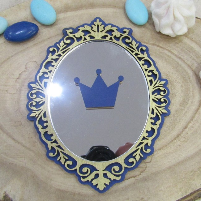 Ξύλινο τρισδιάστατο προσκλητήριο βάπτισης "Καθρέπτης" 2 όψεων με αληθινό καθρέπτης στην μια όψη