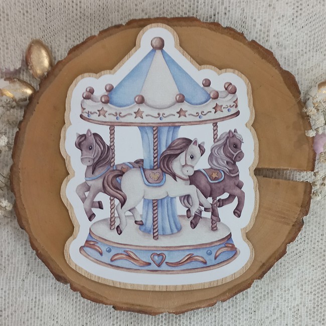 Ξύλινο προσκλητήριο βάπτισης 2 όψεων carousel