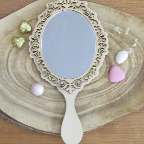 Ξύλινο 3D τρισδιάστατο προσκλητήριο βάπτισης "Καθρέπτης" 2 όψεων με αληθινό καθρέπτης στην μια όψη - απλή χαραξη η 2η