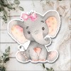 Ξύλινο Προσκλητήριο Βάπτισης Ελεφαντάκι κορίτσι - 2 όψεων