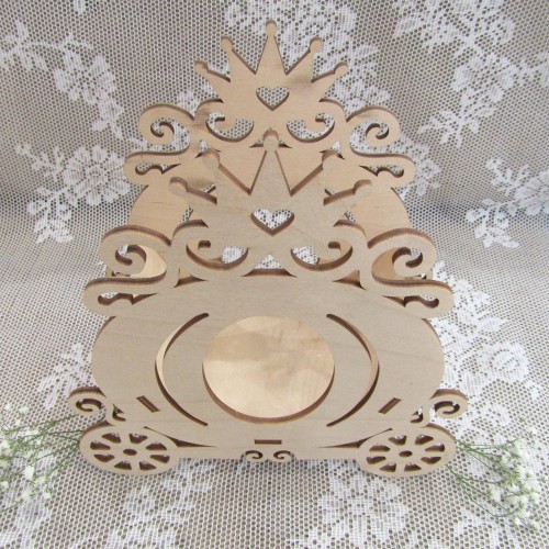 3D Ξύλινο διακοσμητικό κασπώ βάπτισης με θεμα Άμαξα κολοκύθα