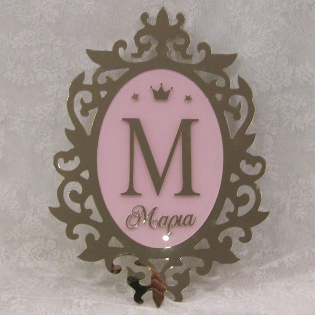 Κορνίζα καθρέπτης με όνομα και μονόγραμμα