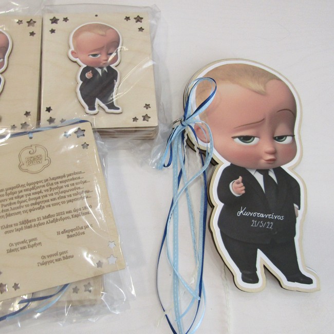 Ξύλινο βιβλίο ευχών βάπτισης Baby Boss