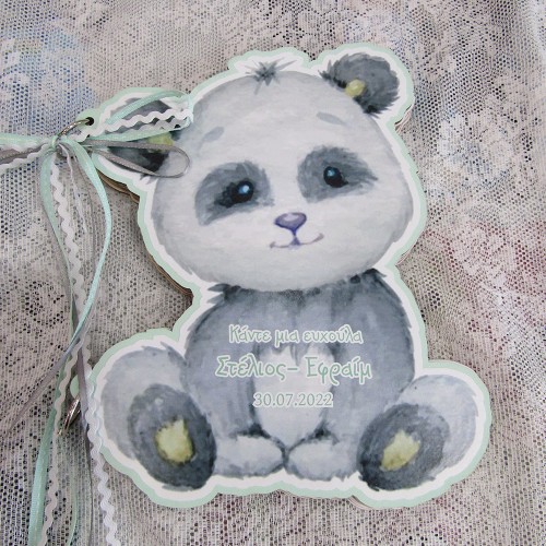 Ξύλινο βιβλίο ευχών βάπτισης Panda