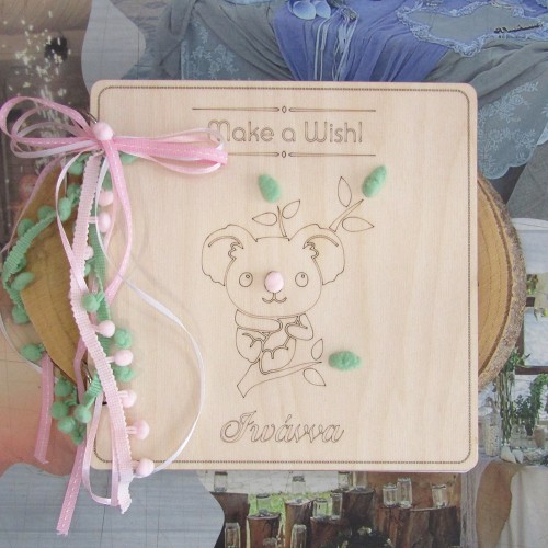 Ξύλινο βιβλίο ευχών βάπτισης με θέμα Κοάλα