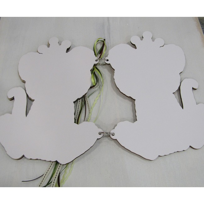 Ξύλινο βιβλίο ευχών βάπτισης Λιονταράκι - κοπτικό