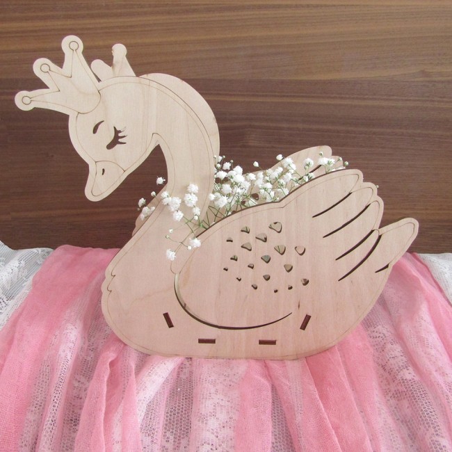 Ξύλινο τρισδιάστατο centerpiece κασπώ Κύκνος