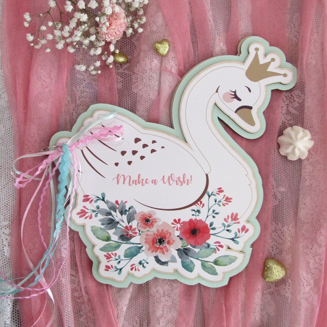 Ξύλινο βιβλίο ευχών βάπτισης με θέμα Κύκνος τρισδιάστατο με έγχρωμη εκτύπωση