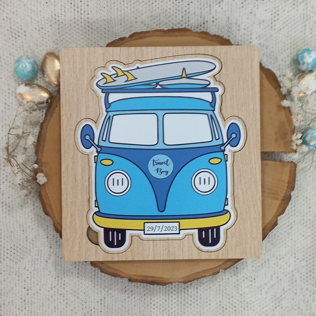 Ξύλινο προσκλητήριο βάπτισης van retro surf, Βάν - Σειρά 2024 (οικονομικό) Ξύλινο προσκλητήριο βάπτισης van retro surf, Βάν - Σειρά 2024 (οικονομικό)