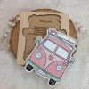 Ξύλινο προσκλητήριο βάπτισης πάζλ Van retro car aloha surf Ξύλινο προσκλητήριο βάπτισης πάζλ Van retro car aloha surf