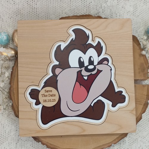 Ξύλινο προσκλητήριο βάπτισης πάζλ Ταζ