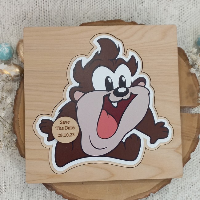 Ξύλινο προσκλητήριο βάπτισης πάζλ Ταζ