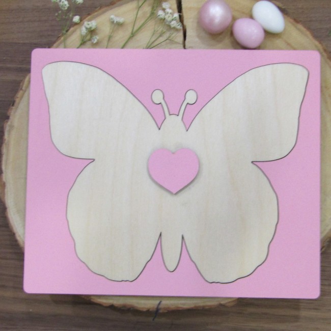 Ξύλινο προσκλητήριο βάπτισης πάζλ "Πεταλούδα"