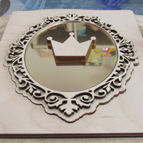 Ξύλινο προσκλητήριο βάπτισης πάζλ "Καθρέπτης" τρισδιάστατος με ακρυλικό καθρέπτη