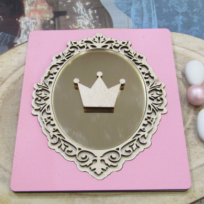 Ξύλινο προσκλητήριο βάπτισης πάζλ "Καθρέπτης" τρισδιάστατος με ακρυλικό καθρέπτη