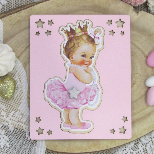 Ξύλινο προσκλητήριο πάζλ "Κοριτσάκι Μπαλαρίνα" Vintage Girl 