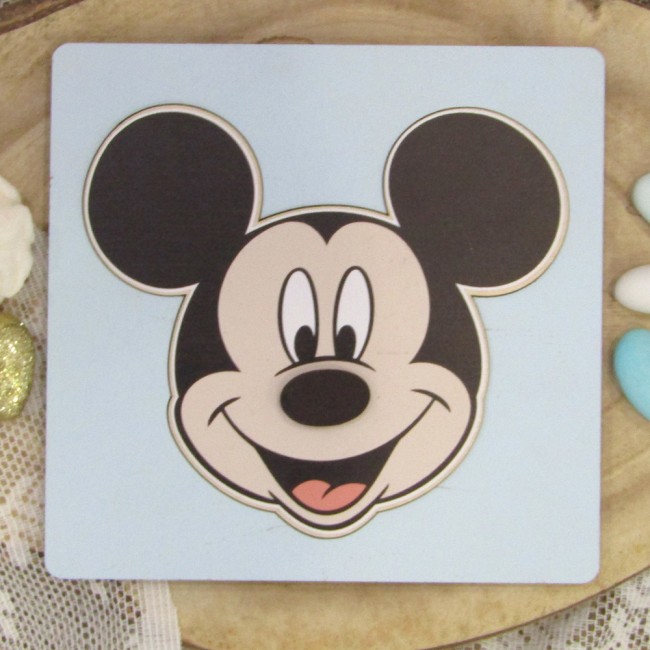 Ξύλινο προσκλητήριο βάπτισης πάζλ Μίκυ