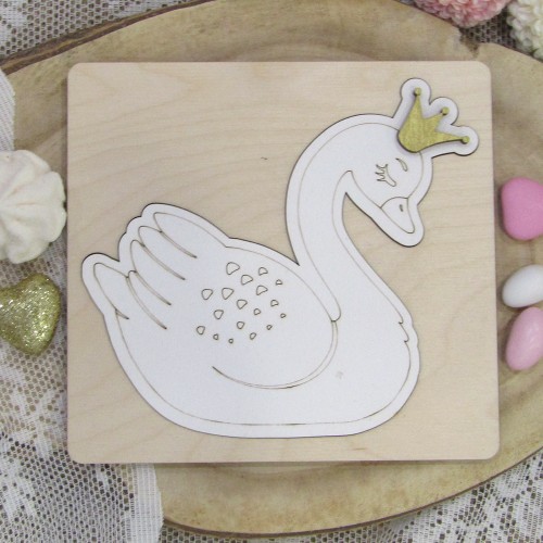 Ξύλινο προσκλητήριο βάπτισης "Κύκνος" 