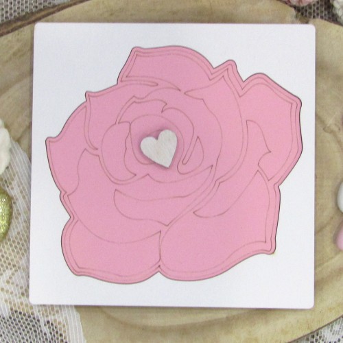 Ξύλινο προσκλητήριο βάπτισης πάζλ "Τριαντάφυλλο"