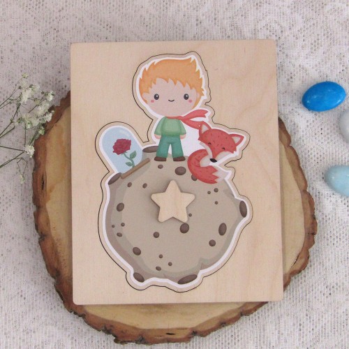 Ξύλινο προσκλητήριο βάπτισης τύπου πάζλ "Μικρός Πρίγκιπας" 2