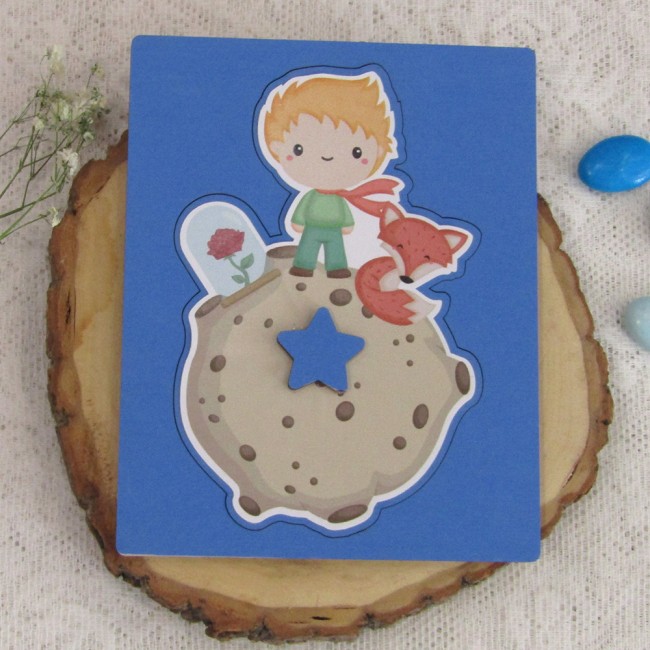 Ξύλινο προσκλητήριο βάπτισης τύπου πάζλ "Μικρός Πρίγκιπας" 2