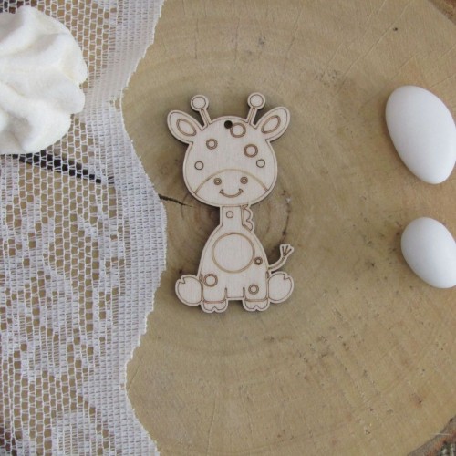 Ξύλινο διακοσμητικό με θέμα "Καμηλοπάρδαλη" για μπομπονιέρα βάπτισης