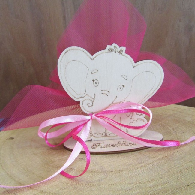 Ξύλινο σταντάκι "Ελεφαντάκι" μπομπονιέρα βάπτισης