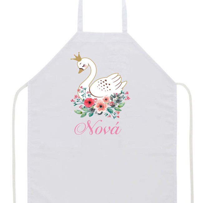 Ποδιά βάπτισης με θέμα κύκνος - προσωποποιημένη -1