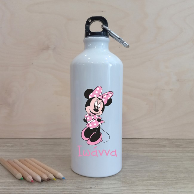 Μεταλλικό παγούρι με εκτύπωση Minnie και όνομα