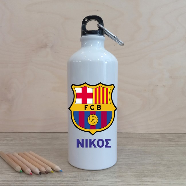 Μεταλλικό παγούρι με εκτύπωση ομάδας Barcelona και όνομα