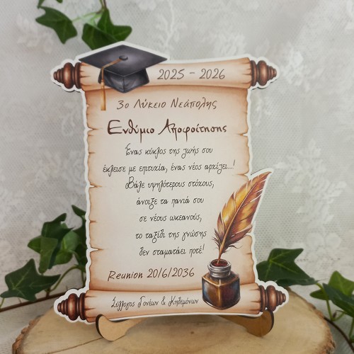 Σχολικό Αναμνηστικό Ενθύμιο Αποφοίτησης Πάπυρος κοντυλοφόρος - Δώρο για Μαθητές - ediposeis